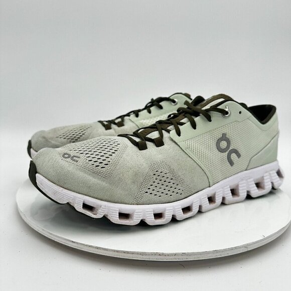 On Cloud X Swiss Engineering Men Size 12.5 Aloe White Green Running Shoes - Picture 1 of 13